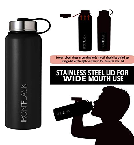 Iron °Flask Sports Water Bottle - 40 Oz, 3 Lids (Straw Lid), Leak Proof, Vacuum Insulated Stainless Steel, Double Walled, Thermo Mug, Metal Canteen #TOP3