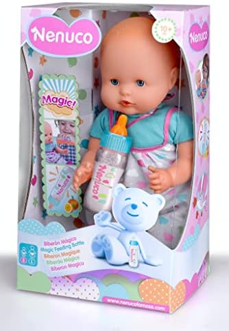 Nenuco Soft Baby Doll with Magic Bottle, Colorful Outfits, 14" Doll