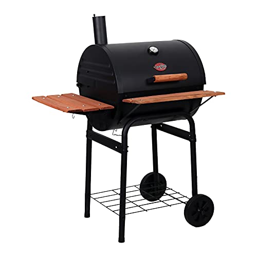 Chargriller - Barbacoa de Carbã³n - Char-Griller bar2123 Parrilla de Carbã³n y Leã±a, indicador de Temperatura, Superficie de Cocciã³n de Hierro Fundido