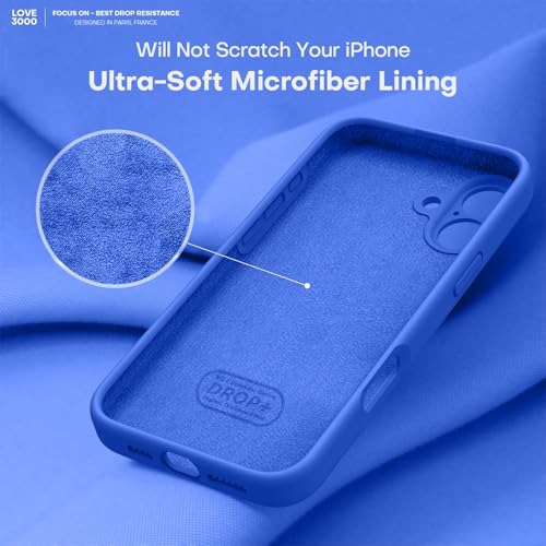 Image of LOVE 3000 Designed for iPhone 16 Case, Premium Silicone with [Soft Anti-Scratch Microfiber Lining] Shockproof Protective Phone Case for Men Women Girls 6.1 inch, Klein Blue