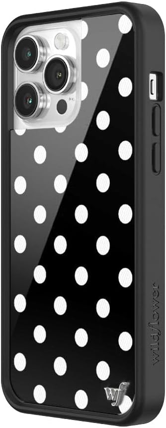 Wildflower Cases - Compatible with iPhone 14 Pro Max | Protective Black Bumper, 6.5ft Drop Test Certified, Women Owned Small Business | Classic Aesthetic Trendy Cute | Polka Dot - Black & White - Image 2