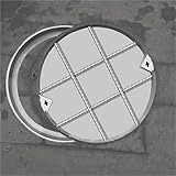 304 Edelstahl Abdeckung für Abwasseraufbereitungsanlage Schwerlast Schachtdeckel mit Hebebühne 5cm Höhe 38cm Durchmesser Langlebige Drainagelösung