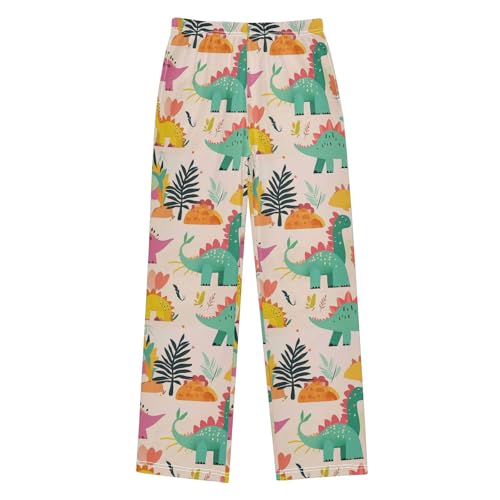 Fun Colored Dinosaurs Boys Pants Girl Sleep Pants Long Trousers Elastic Waist Lounge Bottoms S