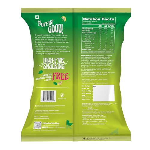 Image of Taali Protein Puffs | Pudina Puff, Roasted Snack, Corn & Jowar, No Palm Oil, No Maida, Rich in Protein, 60g