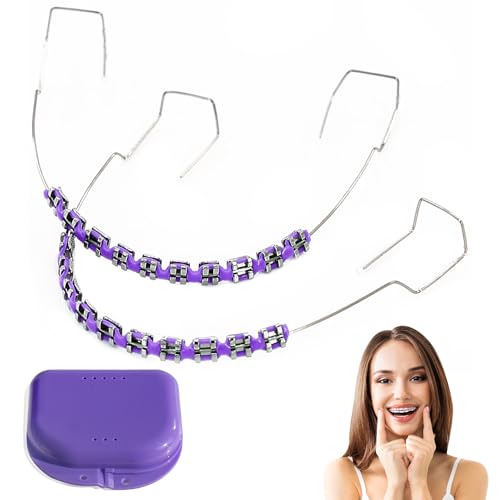 Fake Braces, Temporary Tooth Decoration with Brackets & Wire, Removable Fake Braces Kit for Orthodontists to Explain, for Dental Students to Practice, Brackets Falsos Para Dientes (Purple)