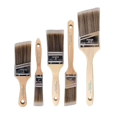 Pro Grade Paint Brushes, Paint Brush Set for Walls, Trim & Stain, 5-Piece