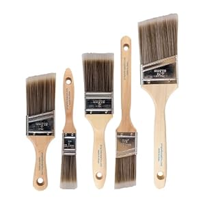 Pro Grade Paint Brushes, 5-Piece Paint Brush Set, Flat & Angle Brushes for Walls, Trim, Cabinets, Interior & Exterior Latex and Oil Paints, Stains