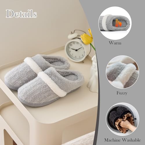 Image of GOEWY Fuzzy Slippers for Women Indoor Outdoor with Memory Foam Cozy Shoes