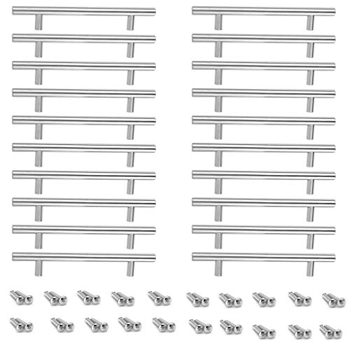 Juego de 20 manijas de gabinete 200 mm, mango de mueble de cocina, Tiradores Cocina,Tiradores Armarios,Manija de Muebles, mango para muebles, níquel cepillado, asas de armario, (con 40 tornillos) Cover