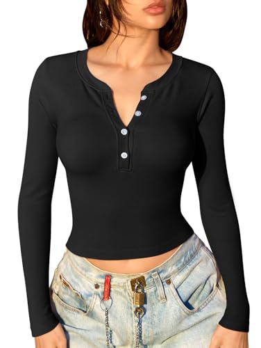 OQQ Women Crop Tops Yoga Shirts Seamless Long Sleeve Top Fashion Basic Tee