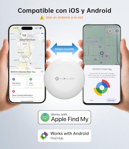 NOVOO Air Smart Tracker Tag per Apple & Google Find My, Mini Localizzatore Bluetooth con Allarme Forte 80dB, Batteria Sostituibile, Etichetta Localizzatore per Chiavi/Passaporto/Valigie/Bagni, 4 PCS - Immagine 2