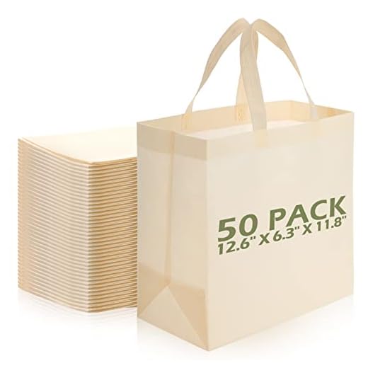 50 Pieces Reusable Totes Bag Bulk, Shopping Bags Non Woven Grocery Bag with Handles Foldable for Parties Boutiques Retail (Beige)