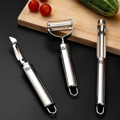 Image of Go Store Kitchen Stainless Steel Peeler, Knife Rotary Peeler Cutter Slicer Combined Multi-Purpose Vegetable Peelers for Carrot Potato Melon Julienne Shedder for Kitchen