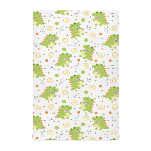 Sábanas de cuna de dinosaurio para cuna, sábanas neutrales para moisés, sábanas para niños y niñas de 39 x 27 x 5 pulgadas