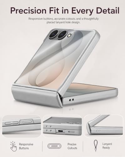 Image of STORMTAL for Samsung Galaxy Z Flip 8 Case, Hinge Protection, Built-in Screen Protector, Wireless Charging, Shockproof, Slim Rugged Phone Protective Case for Galaxy Z Flip 8 Silver