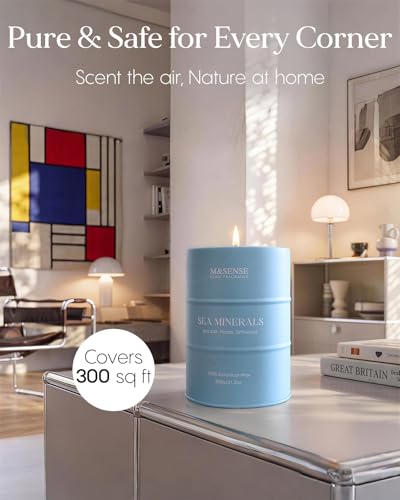 Image of M&SENSE Sea Minerals Scented Candles Ocean Large,21.2 oz | Natural Soy, 21.2oz, 120 Hour Slow Burning, Stress Relief Meditation Relaxing