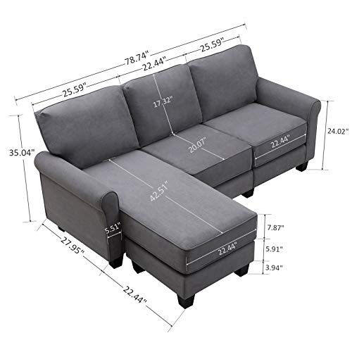 Nolany Reversible Sectional Sofa Couch L Shape Sofa Couch Convertible Sectional Couch For Small Apartment (Dusty Grey) #TOP1