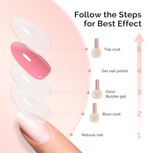 Image of MelodySusie Top Coat Builder Gel Base Coat No Wipe Glossy Set Long Lasting Shine Finish Soak Off UV LED Nail Lamp Nail Polish Art Design Manicure Kit Perfect Gifts for Women Girls 3 Pcs 15ml Clear