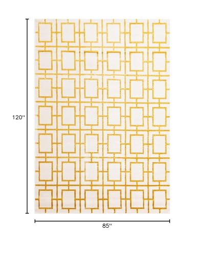 Tapete decorativo rectangular 7'1" x 10' blanco oro miniatura 2