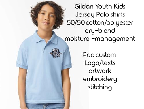 INK STITCH Youth Kids 8800b Gildan Custom Embroidery Add Logo Texts Jersey Polo Shirts3