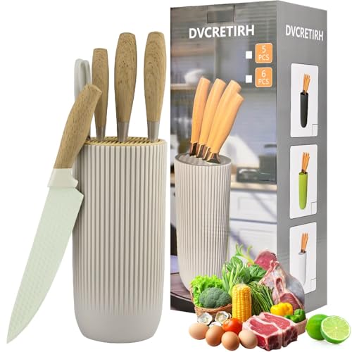 Abnaok Kitchen Knife Set with Block, 6-Piece Chef Knives Stainless Steel, Professional with Ergonomic Handle, Non-Stick Knife Set with Universal Knife Block Abnaok Kitchen Knife Set with Block, 6-Piece Chef Knives Stainless Steel, Professional with Ergonomic Handle, Non-Stick Knife Set with Universal Knife Block
