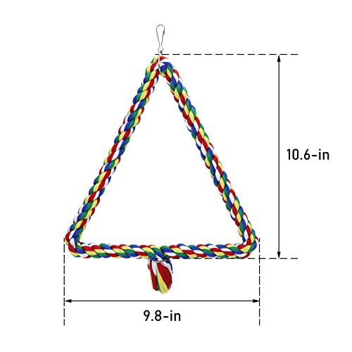 Image of Bird Triangle Rope Swing Colorful Perch Chewing Toy for Parrots Budgie Parakeet Cockatiel Cockatoo (M)