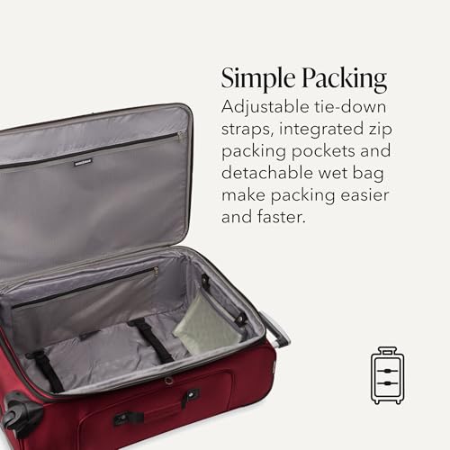 Image of SWISSGEAR Sion Softside Expandable Spinner Luggage Durable Lightweight Travel Suitcase, Burgundy, Checked-Large