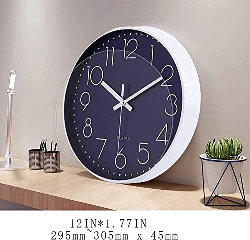 Image of TEKCOOL Plastic Digital Wall Clock 12 inch Silent Quartz Decorative Non-Ticking Classic Clock Battery Operated Round Easy to Read for Room /Home /Kitchen /Bedroom /Office /School- (Navyblue);