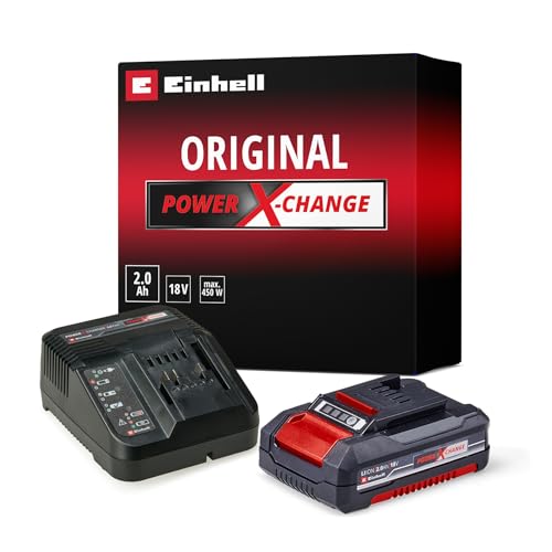 Einhell Original Kit de Inicio Batería y Cargador Power X-Change (batería de Iones de Litio, 18 V, 2,0 Ah y Cargador rápido, Adecuado para Todas Las Herramientas Power X-Change)