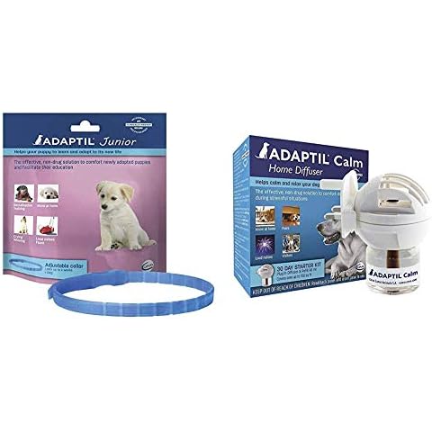 ADAPTIL Junior Adjustable Collar for puppies with Calm Home 30 Day starter kit - Diffuser and Refill Cover