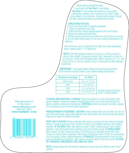 In The Swim - No Phos - Fast-Acting Phosphate Remover for Clear, Balanced Water - 3 Liter