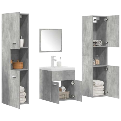 Nqyjm Juego de muebles de baño de 5 piezas, color gris hormigón de madera, armario de almacenamiento para baño, cocina, lavadero LH4094233