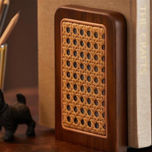 Sujetalibros de ratán estilo chino y separador de escritorio decorativo 6