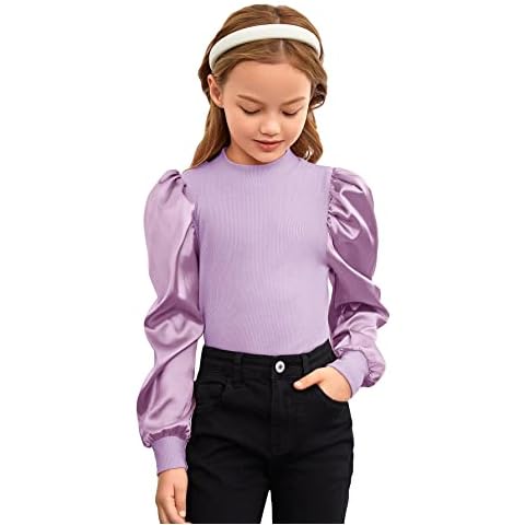 Floerns Lilac Purple Puff Sleeve Blouse Cover