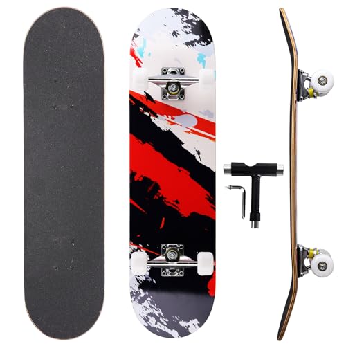 Image of Casual Graffiti Professional Double Kick Skateboard, 31 inch Maple Deck, ABEC-11 Bearings, 95A PU Wheels