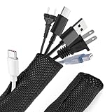 6m Kabelschlauch Selbstschließend, 9-11 mm Gewebter Kabelschutz, Kabelkanal Flexibel, Kabelmantel Zuschneidbar, Kabelmanagement für Schreibtisch, TV, Computer, Automobilkabel, Kabelschutz, Schwarz