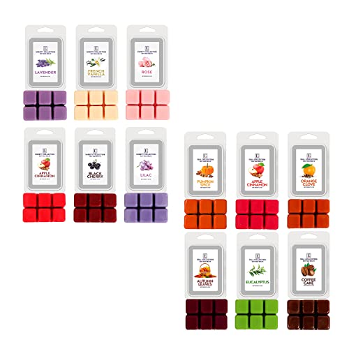 Wax Melts Variety And Fall - 12 Fragrance X 6 Cubes - Lavender, Vanilla, Rose, Apple Cinnamon, Lilac, Black Cherry, Pumpkin Spice, Apple Cinnamon, Orange Clove, Autumn Leaves, Eucalyptus Coffee Cake #TOP27