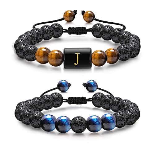 M Mooham Tiger Eye Bracelet Men, Lava Rock Bracelets Initial Bracelet For Men Beaded Bracelets Mens Bracelet Mens Gifts For Men #TOP8