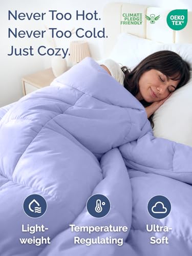 Image of King Size, Lavender Alternative Down Comforter - Warm, Lightweight & Breathable Hotel Quality Bedding Set for Men, Women, Kids & Teens - All Season Oversized Cooling Microfiber Duvet Insert Comforter