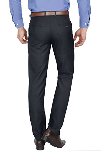 Image of Mc Henry Mens' Regular Fit Poly Blended Checkered Formal Trousers