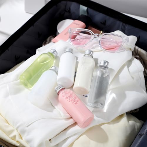 3.4 oz Travel Bottles TSA Approved, 6 pcs Refillable Travel Bottles Leak Proof with Silvery Screw Cap, Essential Oil Bottles Empty3