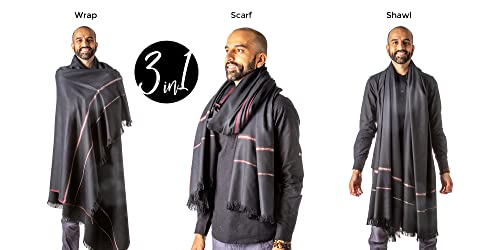 Om Shanti Crafts Meditation or Prayer Shawl or Plain Blanket, Wool Shawl/Wrap, Oversize Scarf. Unisex2