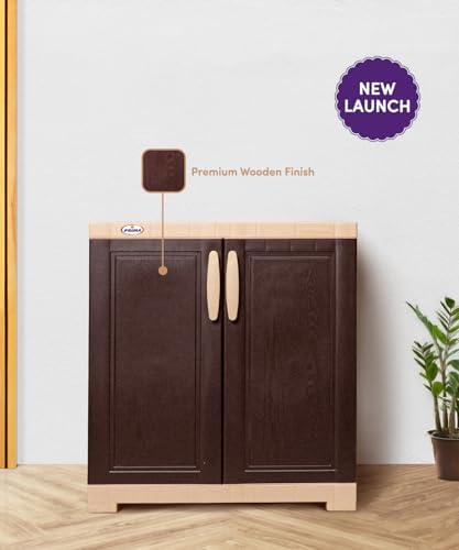 Image of Prima Viva-1 Plastic Storage Cabinet (Small H 2 Ft x W 2 Ft x D 1.6 Ft) | 2 Compartments Multipurpose Organizer for Home & Office | Strong, Stylish & Spacious Cupboard for Clothes & Essentials