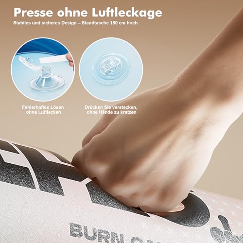 Boxsack Stehend 180cm mit PU Boxhandschuhen – Standboxsack für Teenager & Erwachsene, Punching Bag für Boxtraining Zuhause, Kickboxen, MMA, Karate & Sandsack Training, Stabil & Geräuscharm