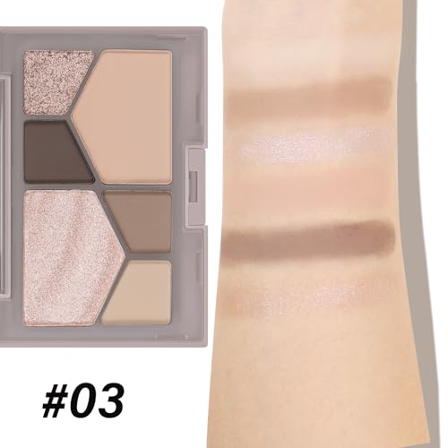 Boobeen 6 Colors Nude Eyeshadow Palette, Matte Shimmer Eyeshadow Makeup Palette for Neutral Smokey Bronze Eye Makeup - Image 6