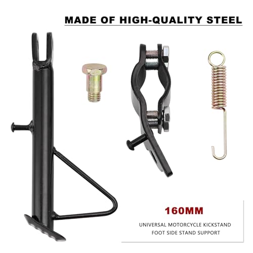 Image of Mokuo Dirt Bike Stand,Motorcycle Kickstand, Scooter Mopeds Side Stand Come with Mounting Bracket in Iron Material Compatible with Most Scooter Mopeds Mini Bike,Height of 13.7cm Above Ground