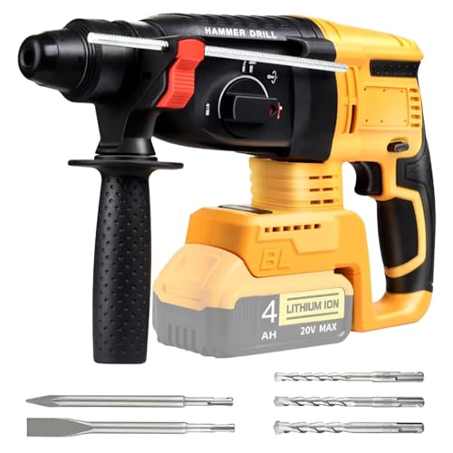 LIROPAU Cordless Drill Compatible with DeWalt 20V Max Battery SDS Plus Brushless Rotary Hammer Drills with 5PCS Drill Bits for Concrete Masonry WoodExcluding Batteries and Charger