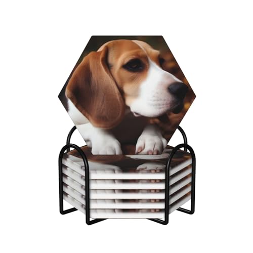 Dessous de verre céramique beagle absorbant avec support pour tasses et verres - 2