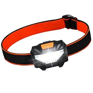 Torcia Frontale LED, Lampada Frontale LED 3 Modalità di Illuminazione Angolo di 60° Regolabile Luminosità 140 Lumen, Lampada da Testa LED per Campeggio, Escursioni, Pesca, Corsa (3 Batterie Incluse)