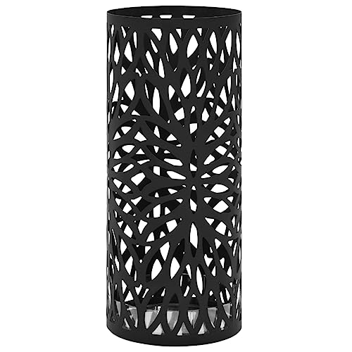 vidaXL Paragúero Diseño de Hojas Acero Negro Accesorios Decoración Hogar Casa